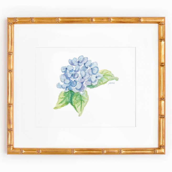 Stemless Hydrangea Horizontal Watercolor Art Print for wholesale by Simply Jessica Marie