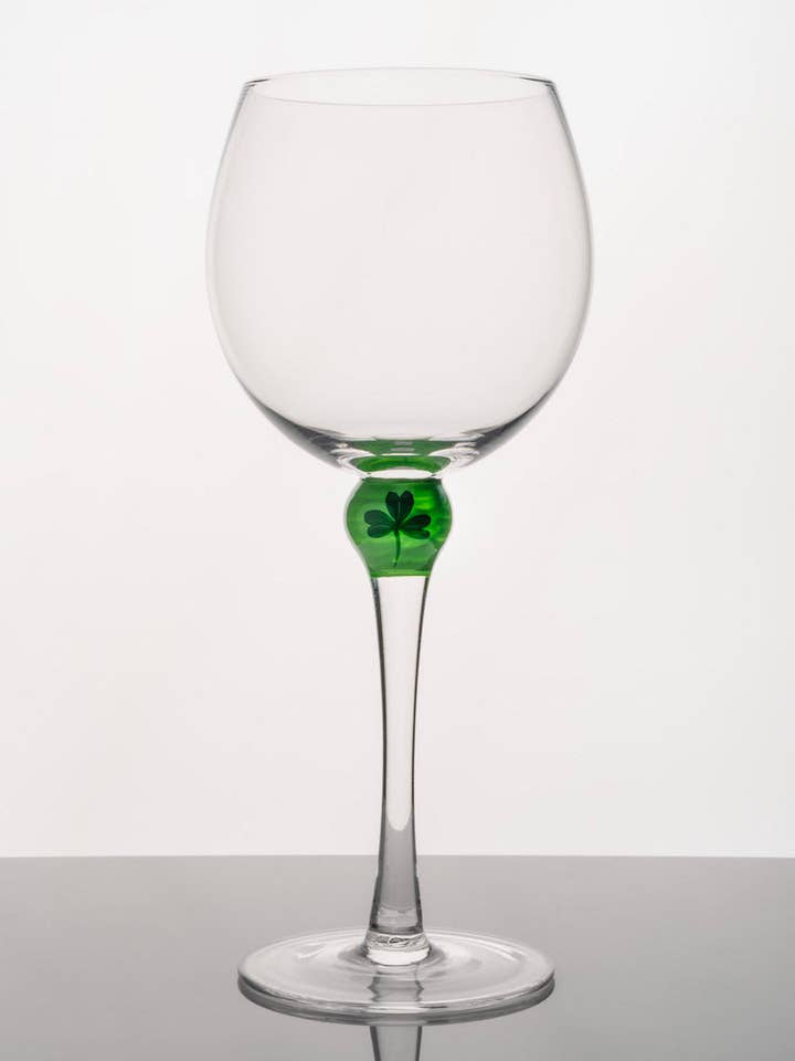 Shamrock Wine Glass (4 Pack) for wholesale by The Giving Glass