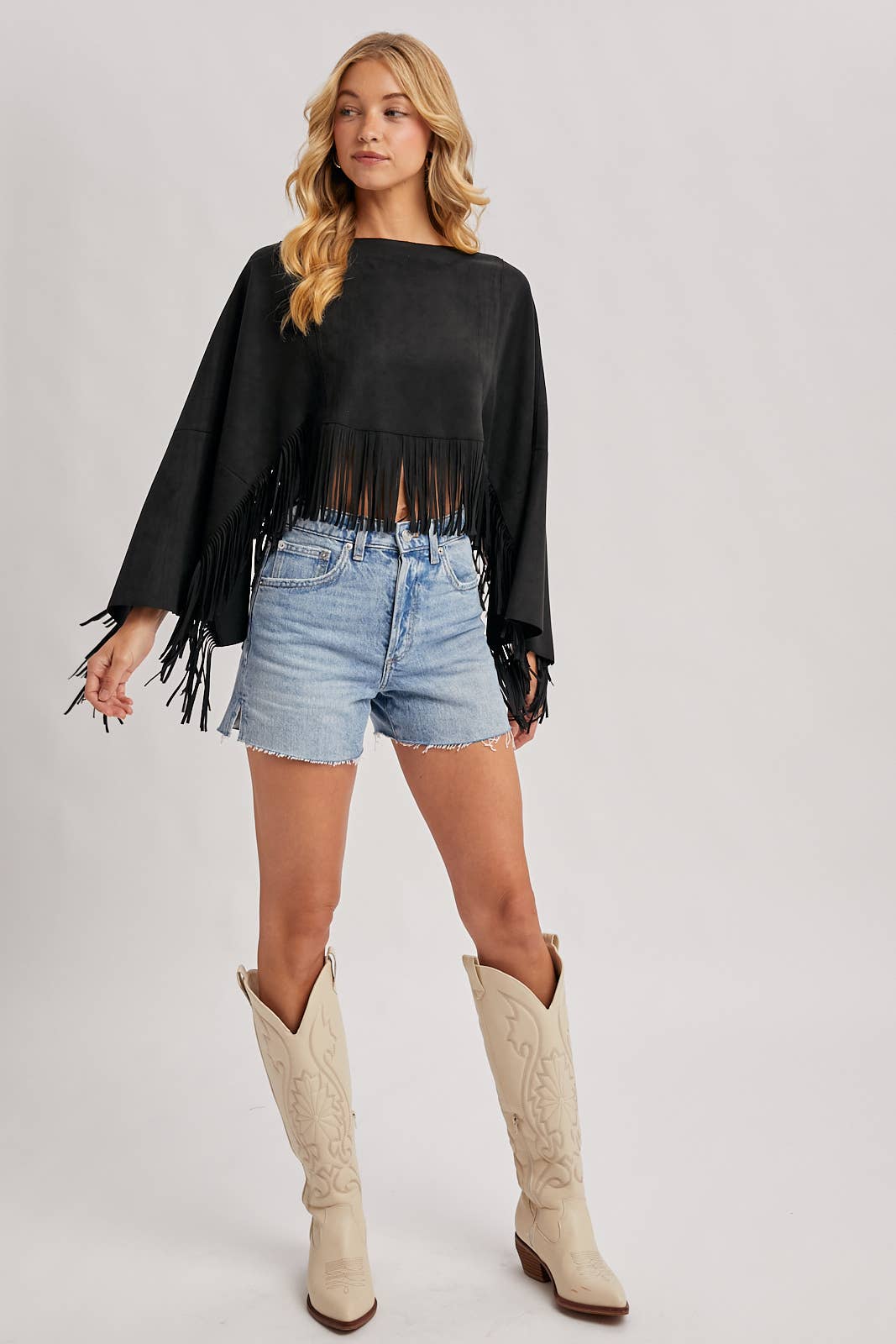 Bluivy - Wholesale Poncho - Women's - WESTERN BOHEMIAN SUEDE FRINGE CAPE9