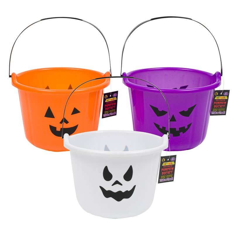 Deluxe Import Trading - Wholesale Bucket/Pail - Kids - Halloween Pumpkin Bucket- 8''- 3 Assortments0