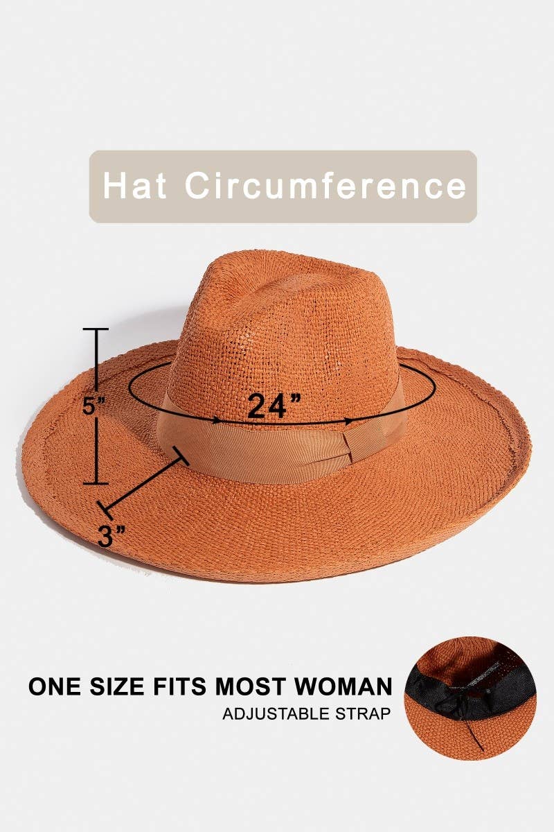 Collections by Fame Accessories - Vente Chapeau de paille – femme - Chapeau en paille style Panama3