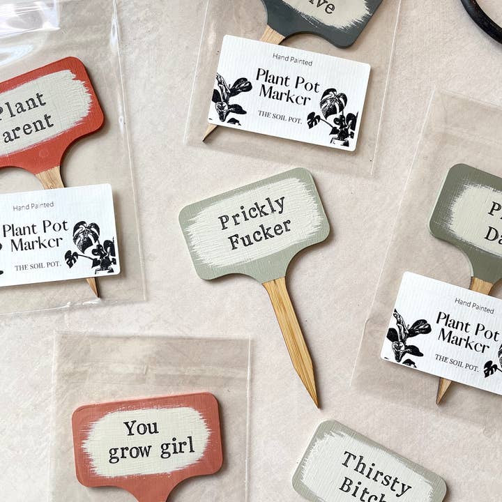 The Soil Pot – wholesale Garden/lawn stake – Hand Painted Plant Pot Markers, Funny plant pun gifts