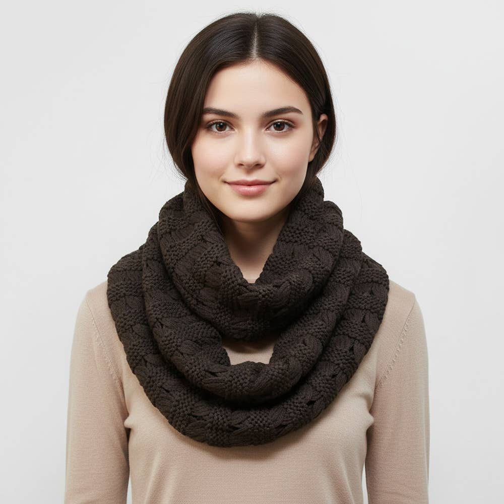 Sensibling Corp. - Wholesale Scarf - Women's - Chunky Textured Cable Knit Infinity Scarf0