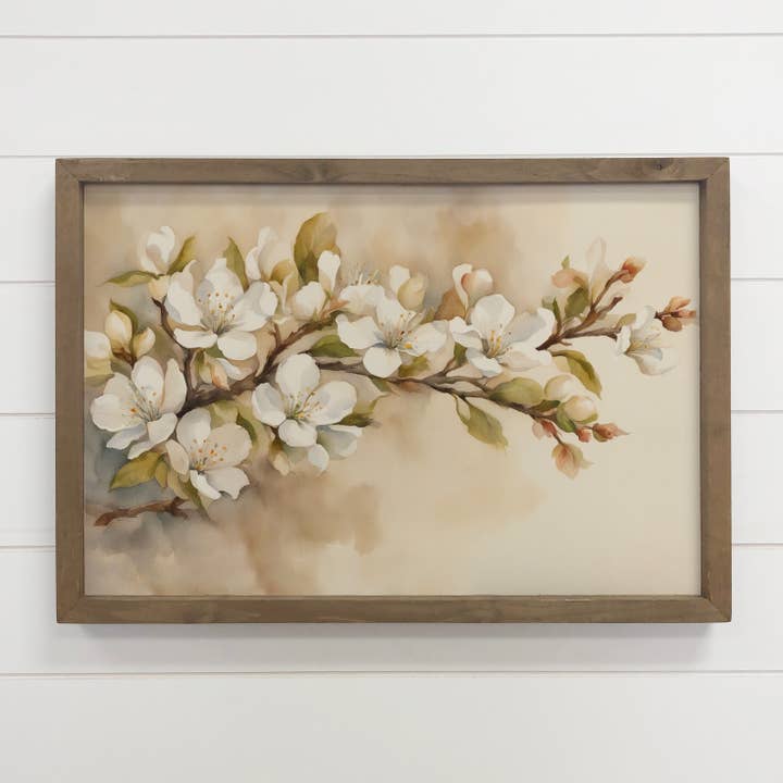 Beige Blossoms Bliss - Floral Canvas Art - Wood Framed Decor for wholesale by Hangout Home