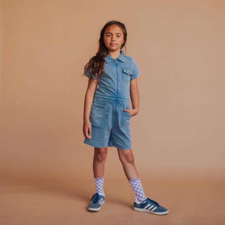 Coverall Shortie - Indigo Washed Denim for wholesale by RAGS