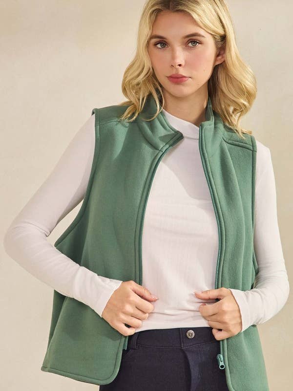 Kuscheliger Komfort Fleece Weste mit Reißverschluss und Stehkragen für den Großhandel von Yelete