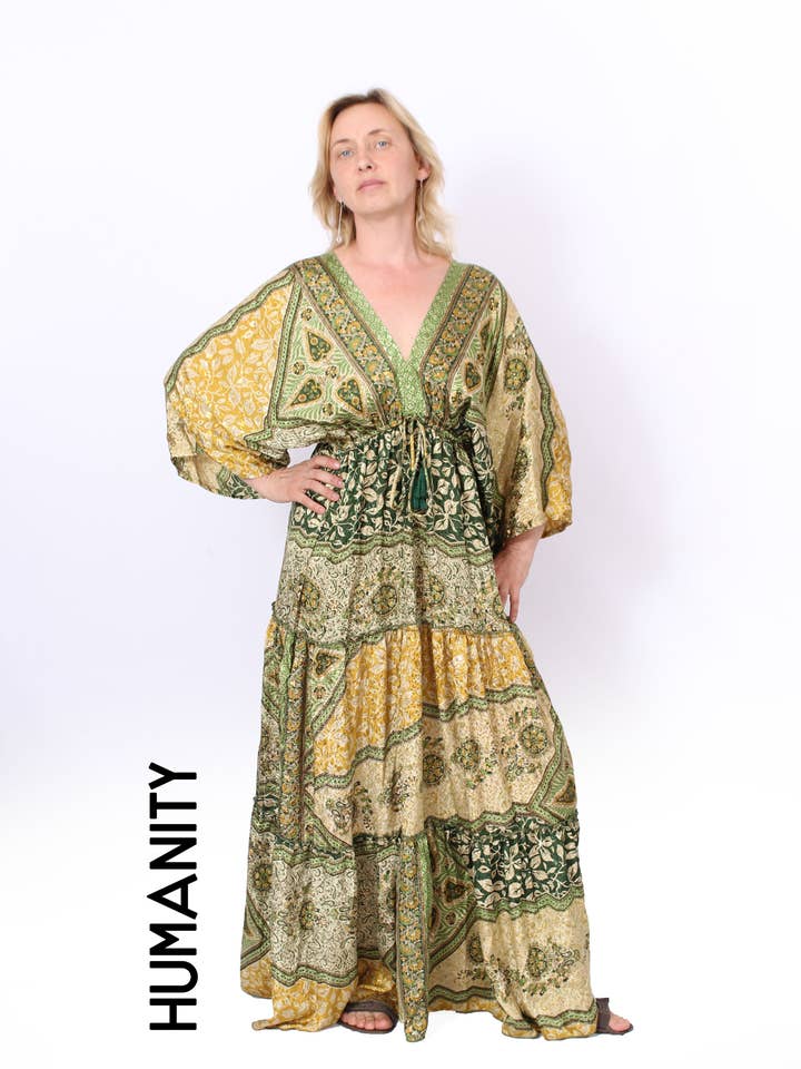 Malia Long bohemian kaftan dress_Vinu 012 for wholesale by Humanity Centred Designs