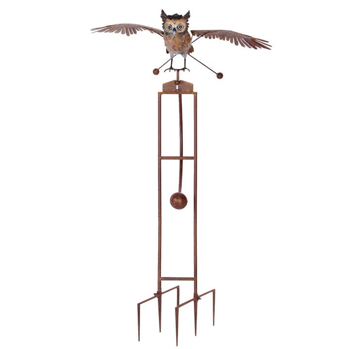 Continental Art Center - Wholesale Garden/Lawn Stake - Medium Single Metal Rocker Flying Owl Stake