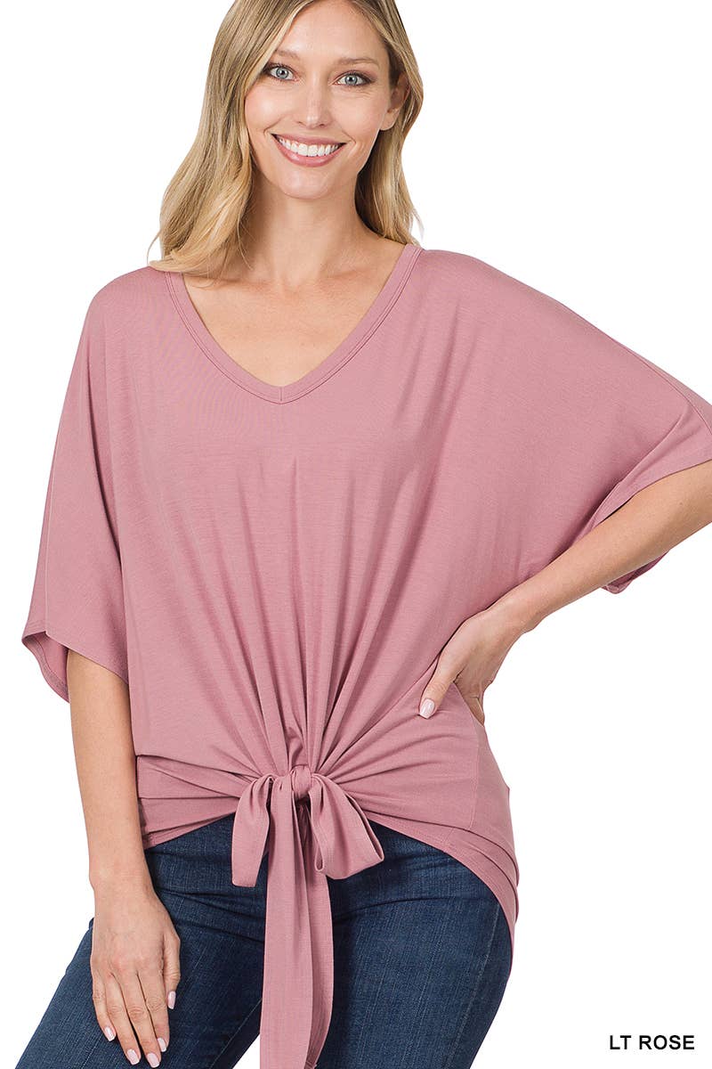 42POPS - Wholesale Tunic - Women's - ,..._ SI-18787 LUXE RAYON V-NECK TIE FRONT TOP13