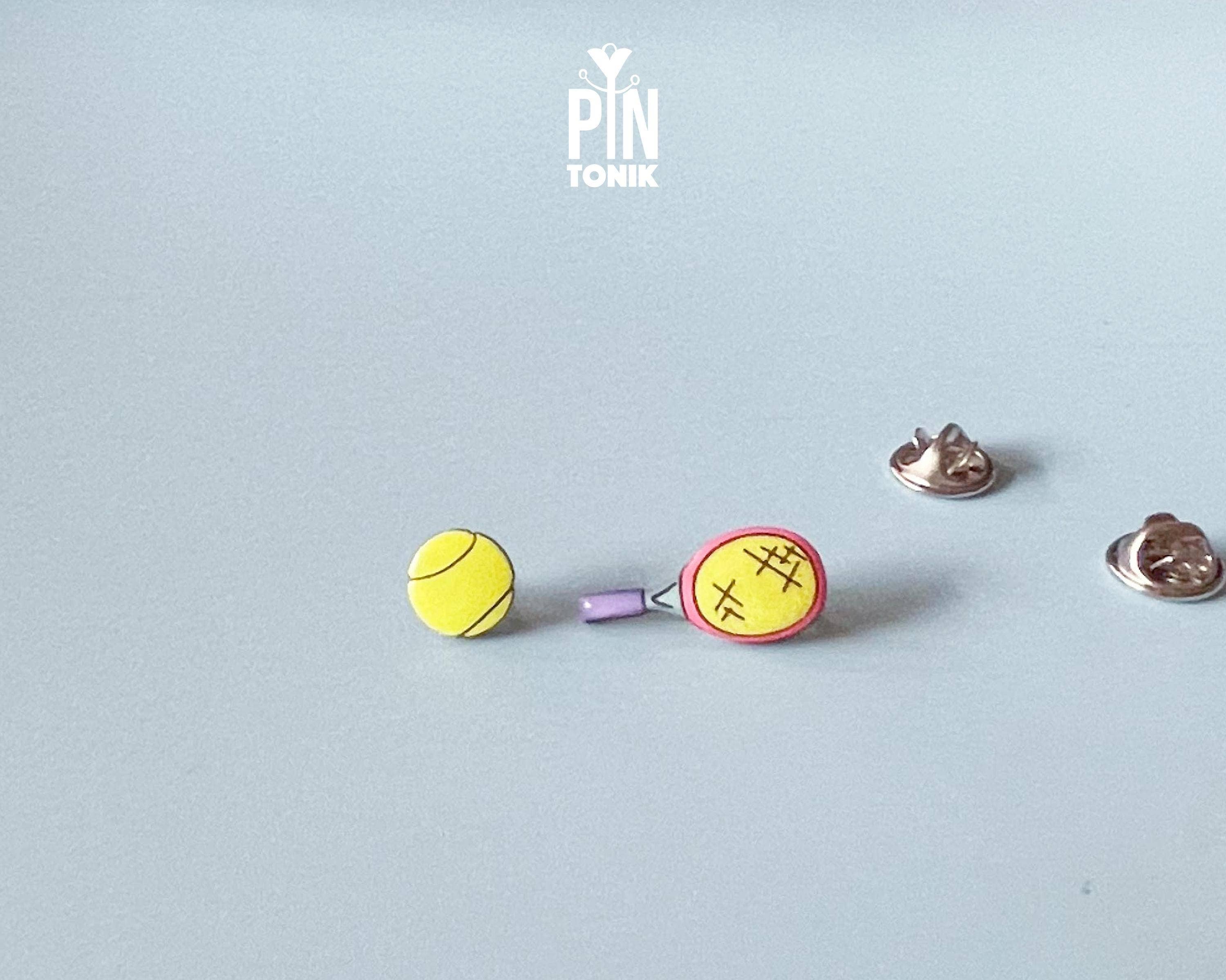 PinTonik - Wholesale Lapel Pin/Button - Tennis Lapel Pins - Neon Racket & Ball Pin Set1
