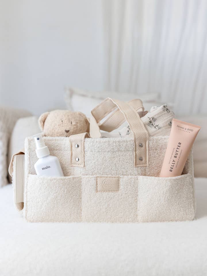 Snow Side Pocket Nappy Caddy- Large for wholesale by linen label