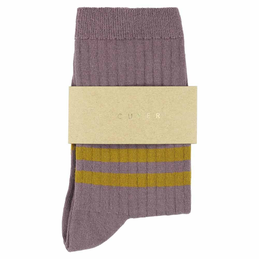ESCUYER - Wholesale Socks - Women's - Women Stripes Purple / Bronze1