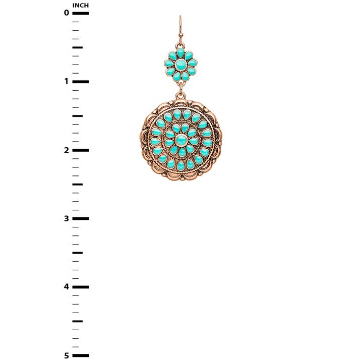 Artini Accessories - Wholesale Dangle Earrings - Turquoise Western Drop Earrings2