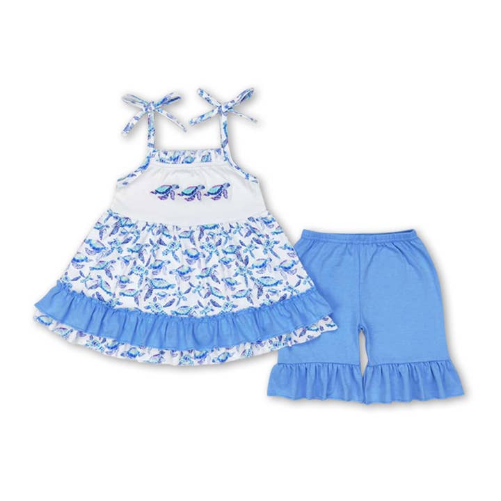 Yawoo Garments - Wholesale Dress - Kids - Straps turtle ruffle baby girls summer dresses1