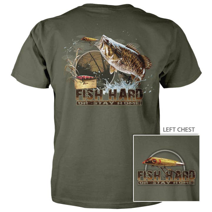 Fish Hard - 4.5 oz Cotton T-Shirt for wholesale by Old Country Outfitters