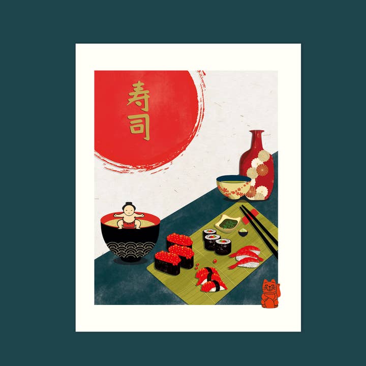 Kitchen Art, high-quality print 'Sushi' size 21x25 cm for wholesale by littl'pix