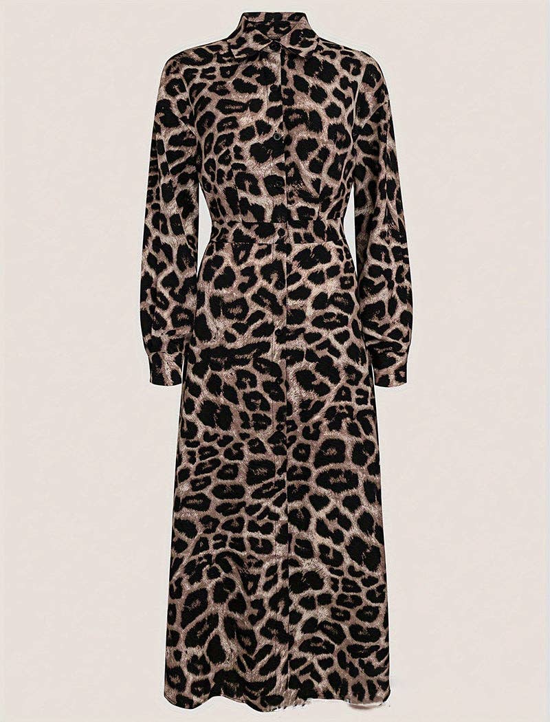 Leopard Print Maxi Dress with Belt for wholesale on Faire1