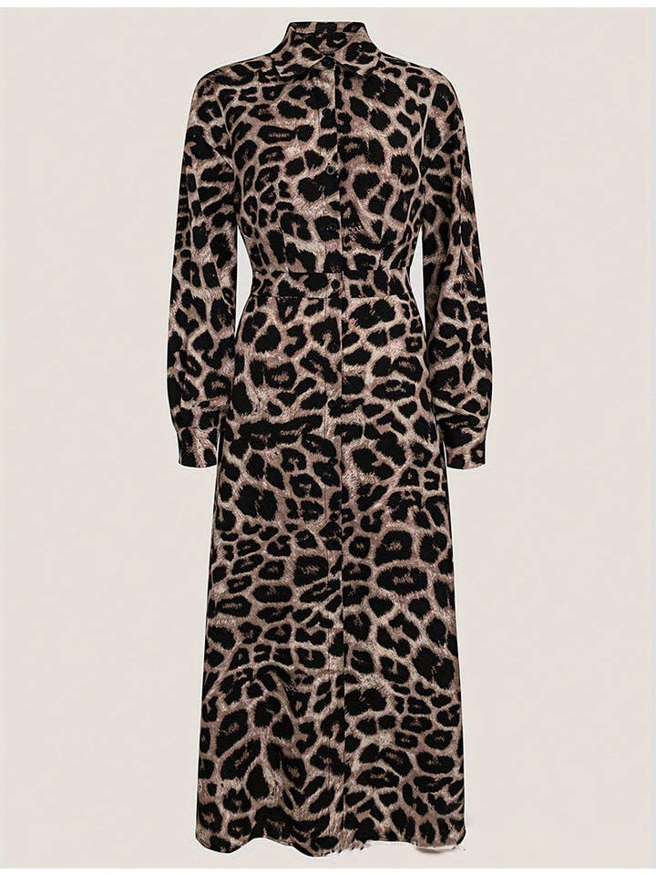 Leopard Print Maxi Dress with Belt for wholesale on Faire1