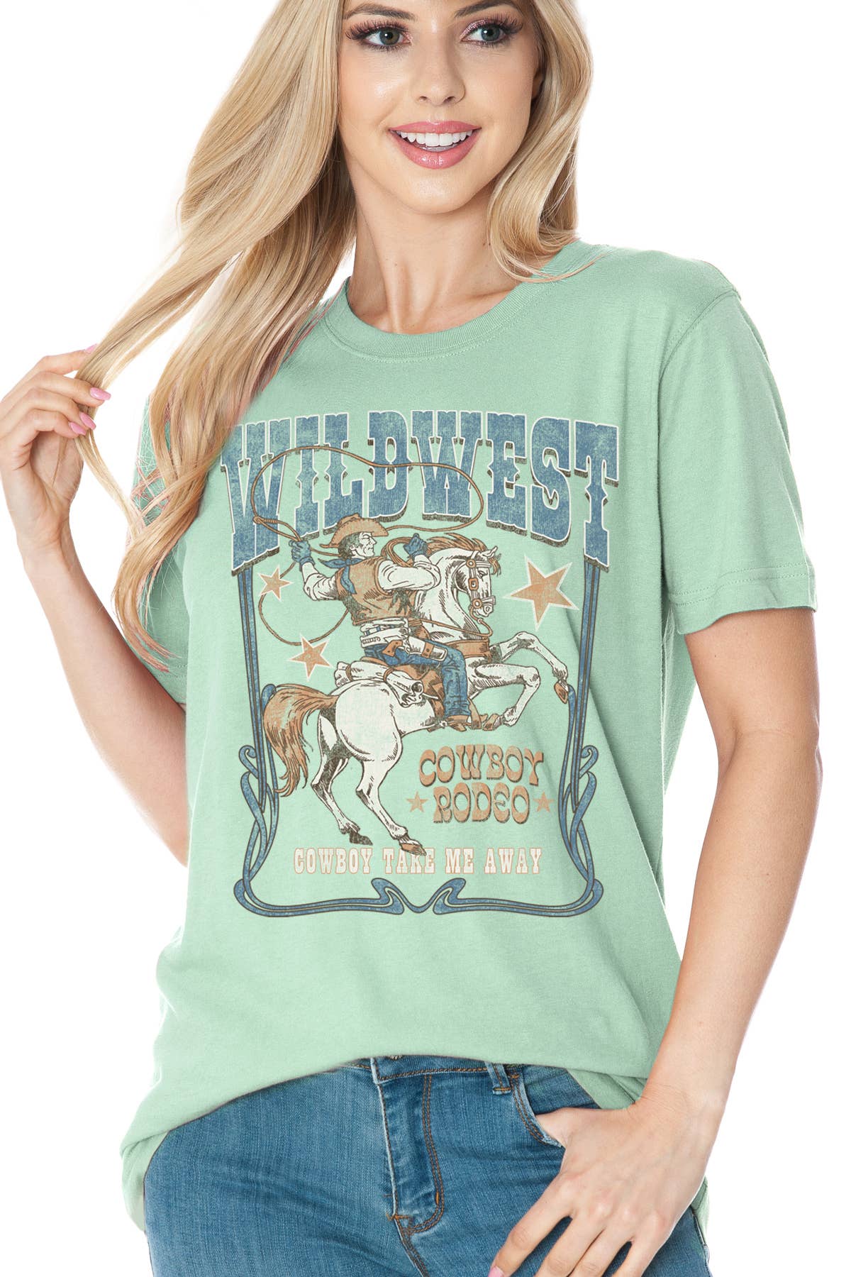 Amused by Blue - Wholesale Screen Printed T-Shirt - Women's - WILD WEST8