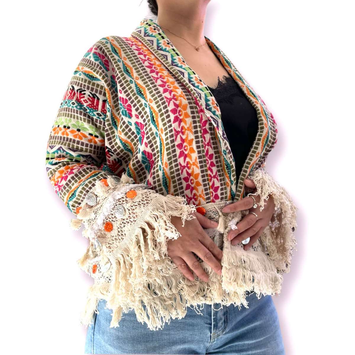 Flerfarvet sortiment Boho Chic bomuldsjakke til kvinder - afslappet stil for engroshandel på Faire9