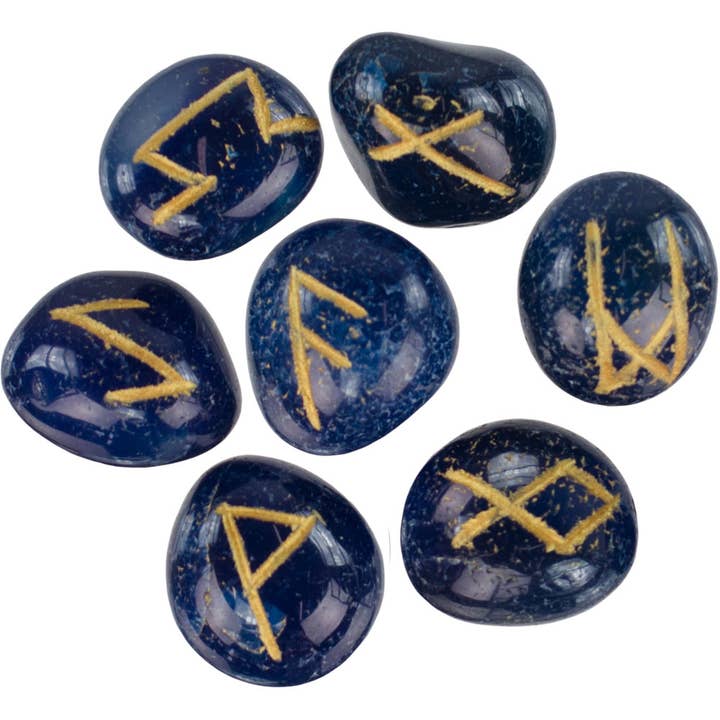 Kheops International - Wholesale Meditation Supplies - Gemstone Rune Set Blue Onyx (Each)