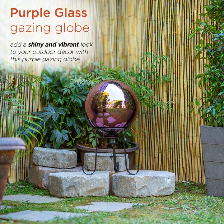 Alpine Corporation - Wholesale Outdoor Ornament/Decor - Alpine Corporation Electric Purple Glass Gazing Globe
