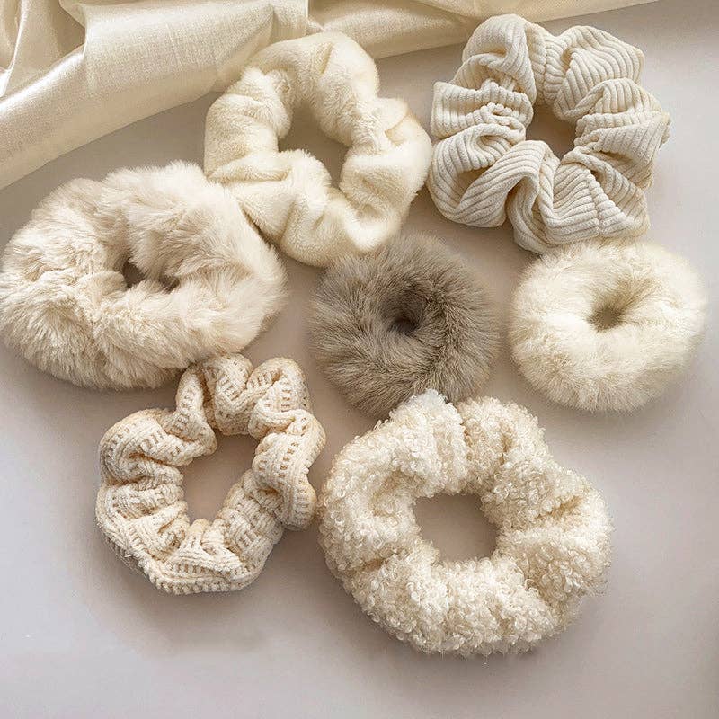 AK Brand – wholesale Scrunchie - Women’s – Cream and White Colored Scrunchy Variety8