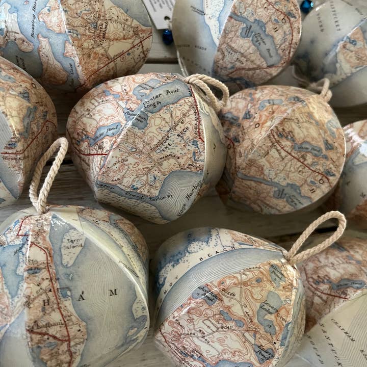 Domesticadence - Wholesale Ornament Set - 12 Upcycled Chatham, MA Cape Cod Map Ornaments8