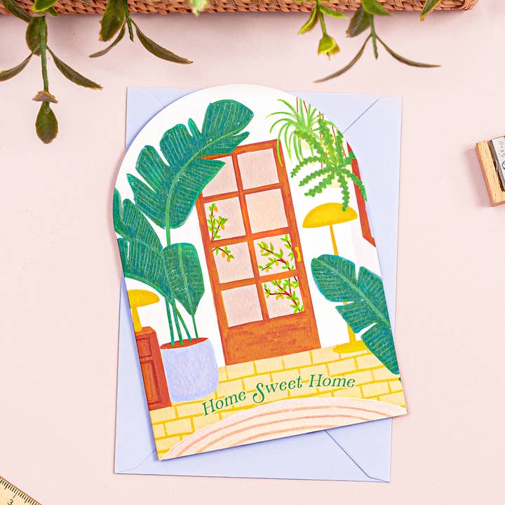 Neue Zuhause Karte | Pflanzen Umzug Grußkarte für den Großhandel von Vero Illustrates Art Prints and Greeting Cards