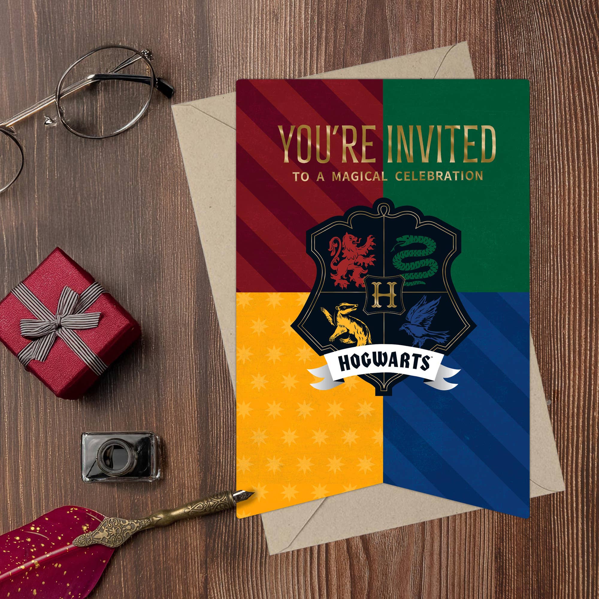 Conquest Journals - Wholesale Invitations - Harry Potter Hogwarts Banners Blank Invitations (20-Pack)1