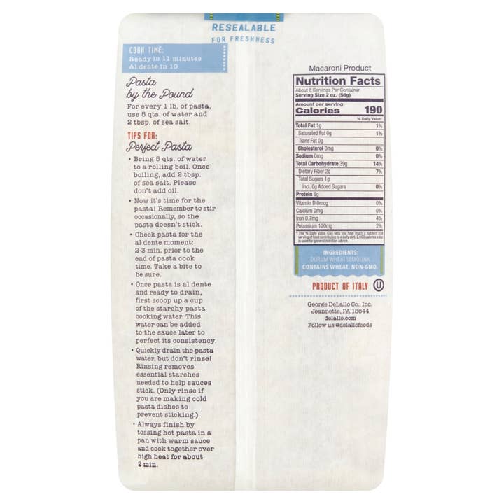 Delallo - Wholesale Pasta - Penne Ziti1