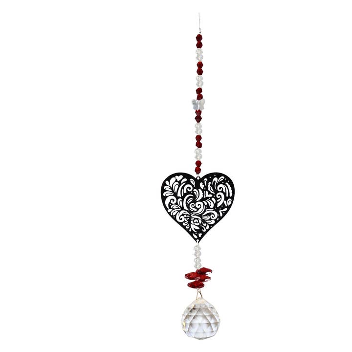 Heart and Chrystal Beads Sun Catcher Strand - HCH123 for wholesale by World Buyers