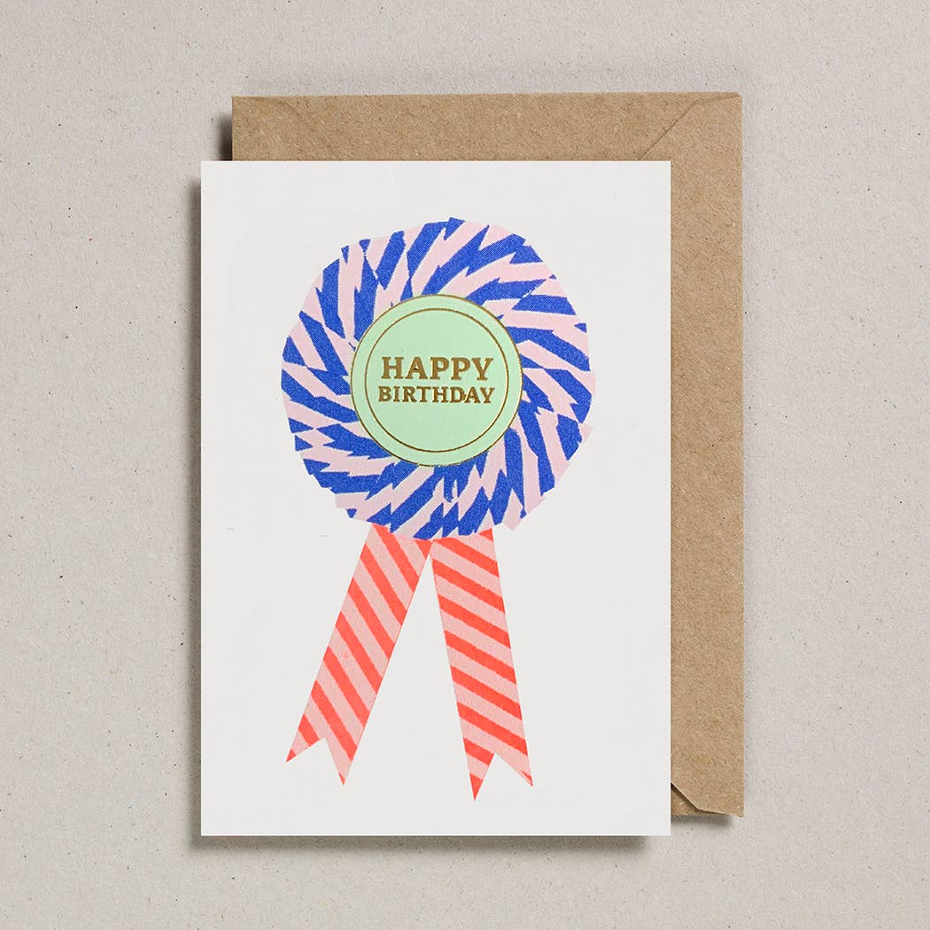 Petra Boase Ltd (US Duties Paid) – wholesale Birthday card – Riso Rosette Cards - Pack of 6 - Happy Birthday 1