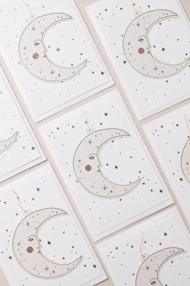 Katie Housley – wholesale Stationery/notecard set – MOONFACE PAPERCUT DECORATION WITH POSTCARD AND ENVELOPE4
