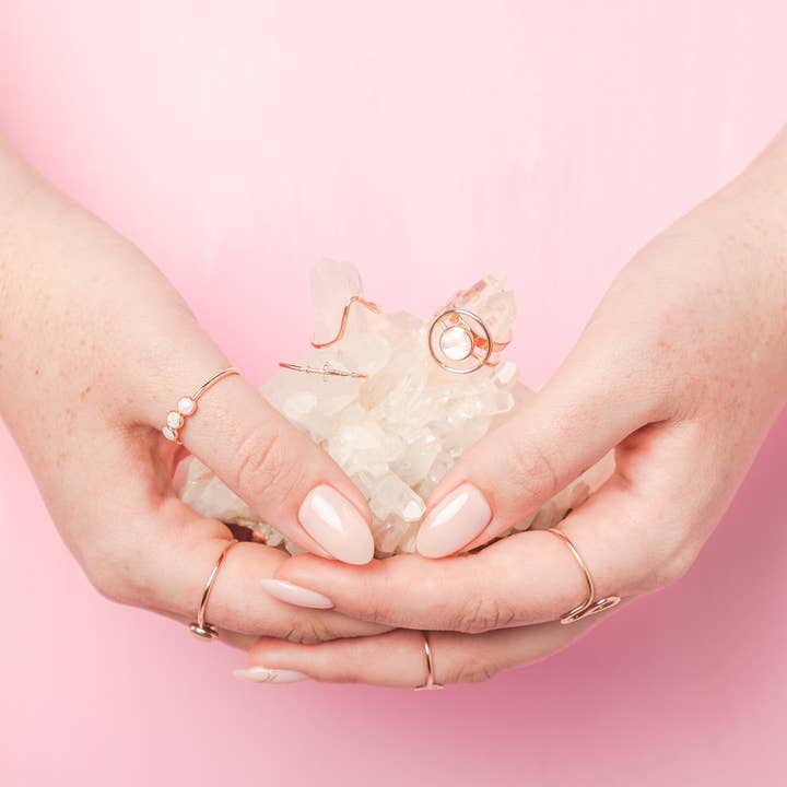 Mineral and Matter - Wholesale Multi-Stone Ring - Sisters Opal Ring Three Stone Ring Opal Trio Band White Opal6