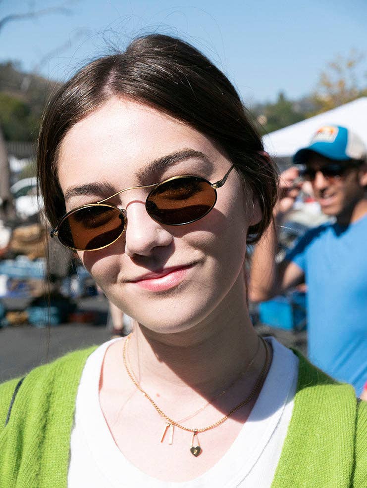 SUNGLASS MUSEUM - Wholesale Sunglasses - Women's - 90s Oval Metal Aviator Sunglass with Floating Cross Bar - Avery6