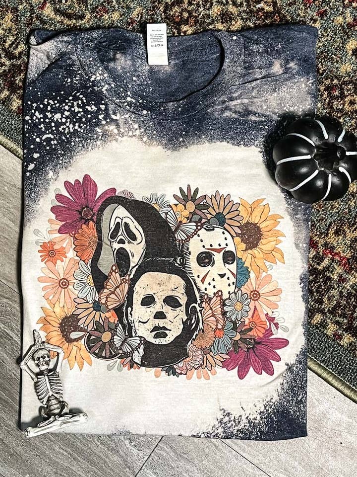 Scary Movie Halloween Floral Tee for wholesale by MM Custom Apparel