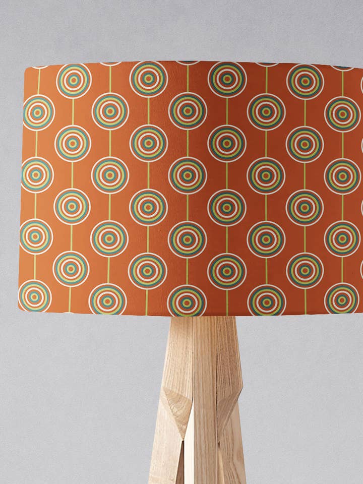 Retro-Kreis-Lampenschirm – Orange & Türkis 1970er Jahre Geometrisches Design für den Großhandel von Shadowbright