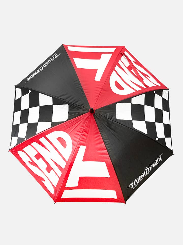 Send It Regenschirm - Rot und Schwarz für den Großhandel von MotoOption