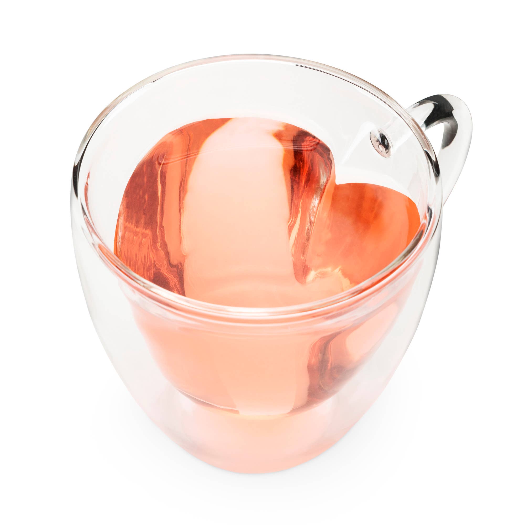 Pinky Up - Wholesale Coffee Mug - Kendall™ Double Walled Insulated Glass Mug Heart Shaped2