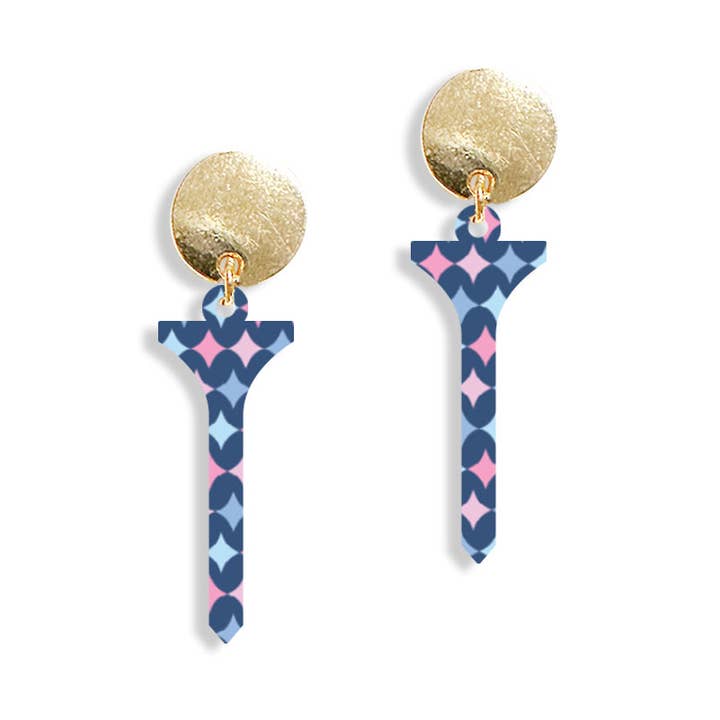 Boucles d'oreilles en forme de tee de golf avec diamants pastel pour la vente par Viv&Lou