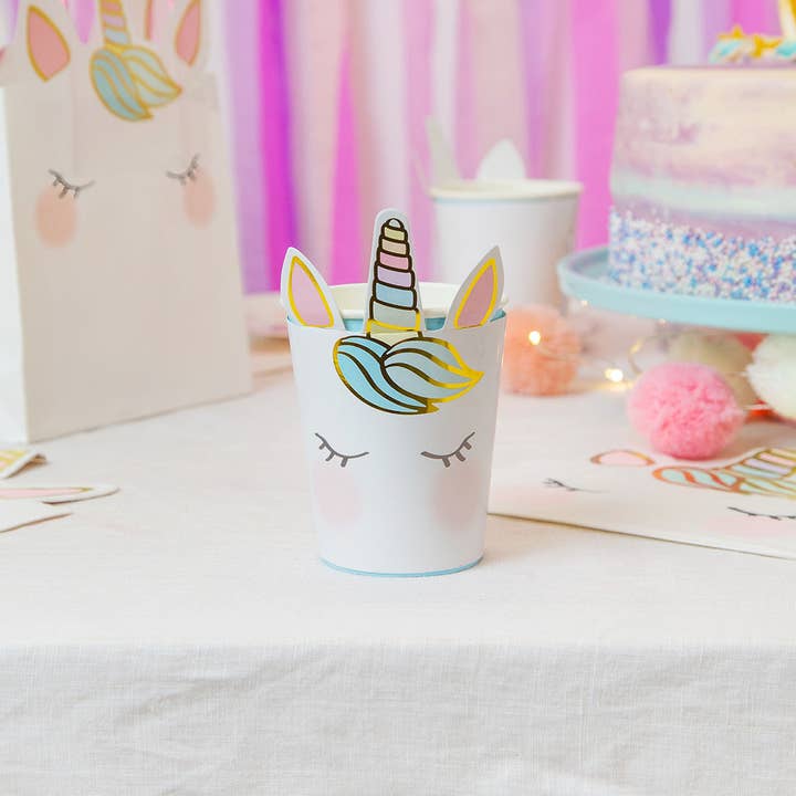 Talking Tables USA - Wholesale Disposable Cup - Unicorn Face Paper Cups - 8 Pack | Party Supplies |1