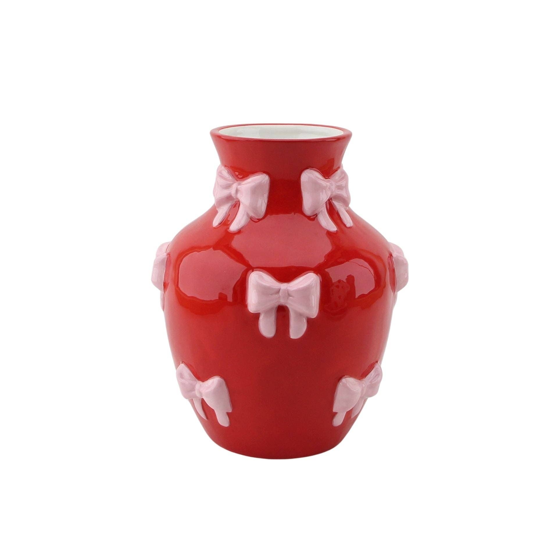 Housevitamin bv – wholesale Vase – Vase - Flower Vase Ribbons - Red/Pink - 14x14x19cm