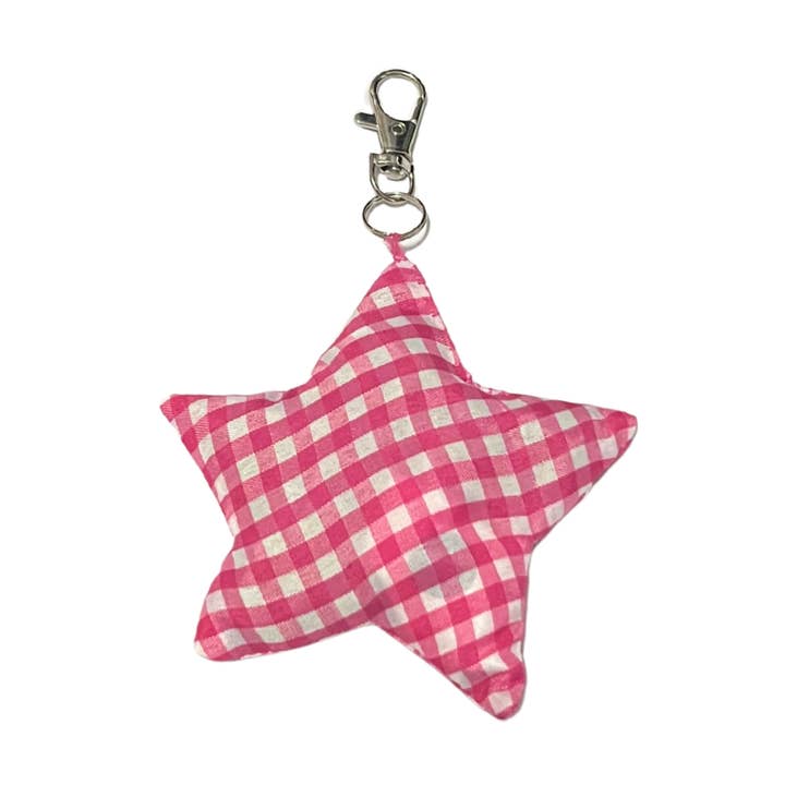 Dark Pink Gingham Bag Charm for wholesale by Trash Bandit NYC