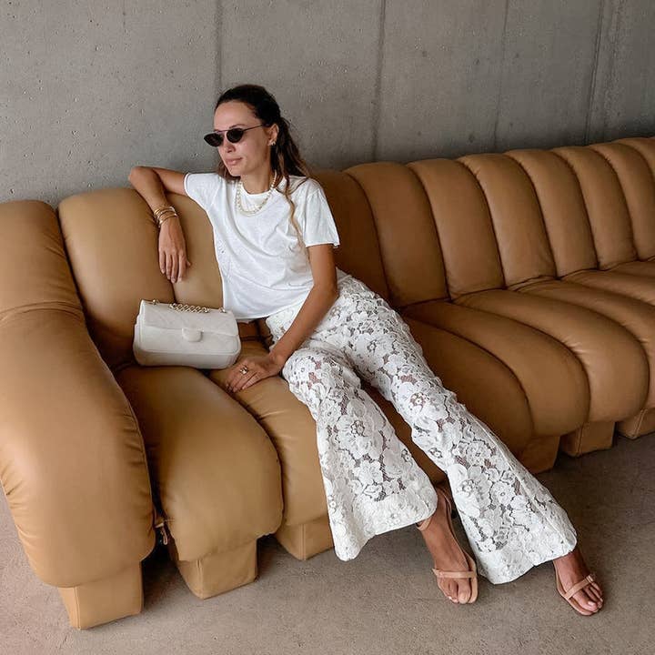 Marayn - Wholesale Pants – Women's - White Lace Flare Pants Spring 24 European Chic3