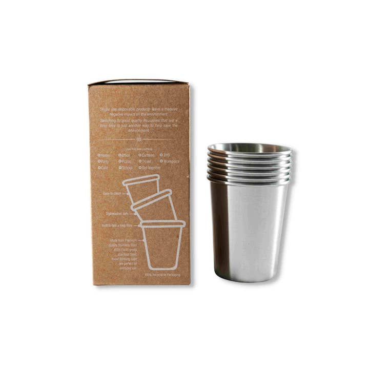 Goodly Gosh - Wholesale Drinking Glass/Cup - Stainless Steel Reusable Cups | 6 Pack (230ml) 1