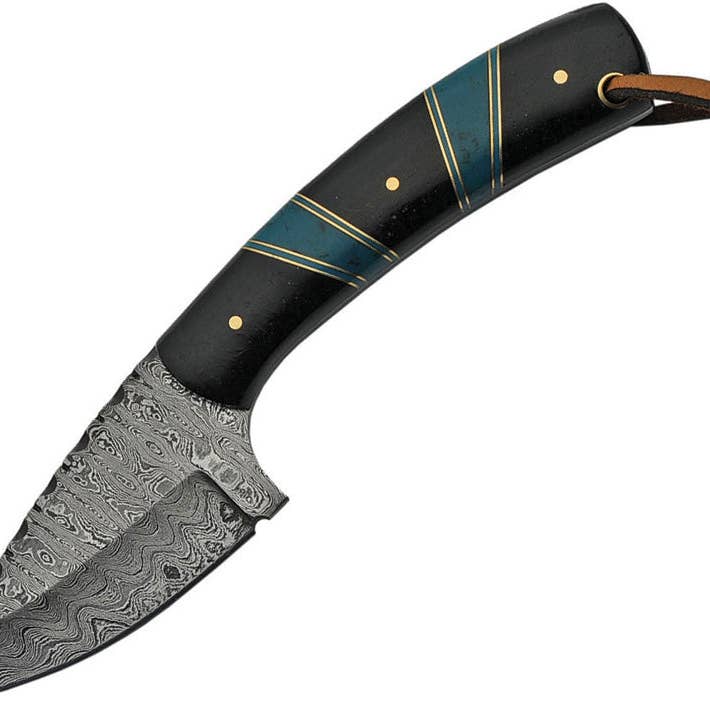 Vintage Gentlemen - Wholesale Pocket Knife/Holder - Damascus Turquoise Hunter Knife