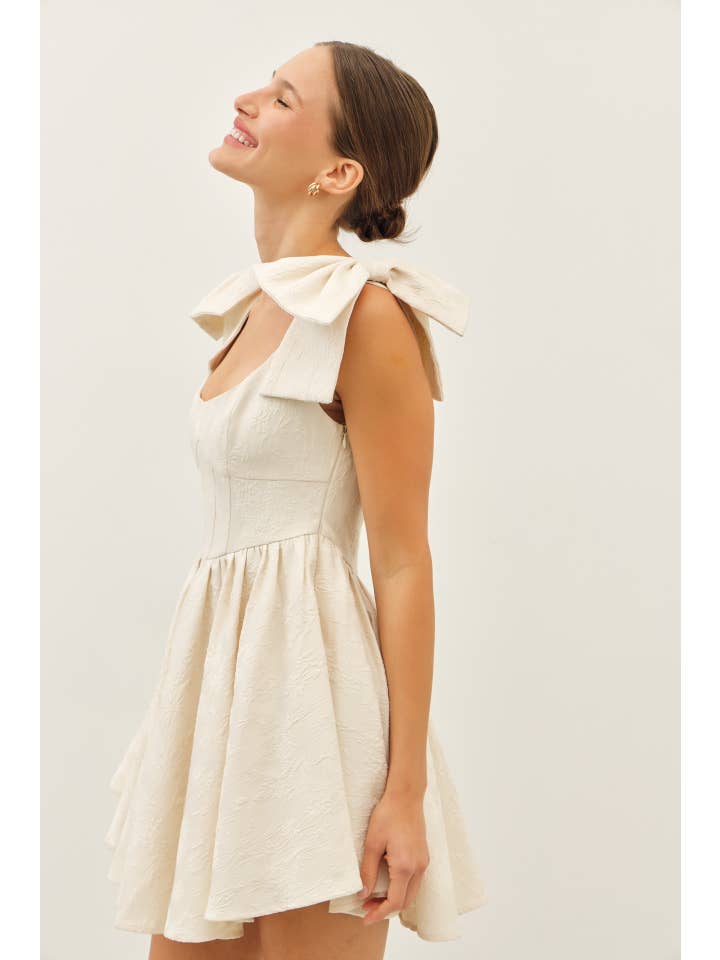 idem ditto - Wholesale Dress - Women's - LOVELY TEXTURED FLARE MINI DRESS WITH BOW STRAPS21