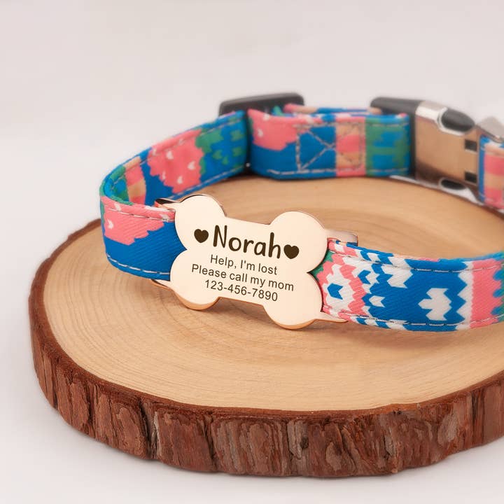 Anavia - Wholesale Pet Collar - Dog - Custom Bone Silent Slide- On Collar Pet Tag for Dogs