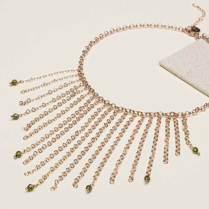 NINA TRA LE NUVOLE - Venta al por mayor Gargantilla ancha - Gargantilla con flecos colgantes | Chapado en oro | Hecho en Italia1